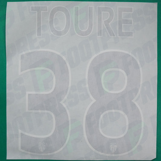 Flocage Officiel - AS Monaco, Almamy Touré, 2014/2015 /2015/2016, Home Europe Petit Logo, Noir/Blanc