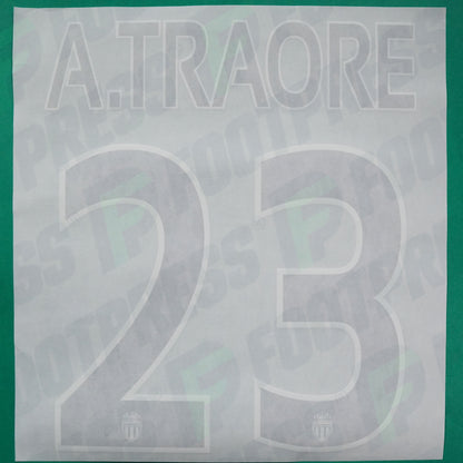 Flocage Officiel - AS Monaco, A.Traoré, 2014/2015 /2015/2016, Home Europe Petit Logo, Noir/Blanc