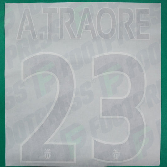 Flocage Officiel - AS Monaco, A.Traoré, 2014/2015 /2015/2016, Home Europe Petit Logo, Noir/Blanc