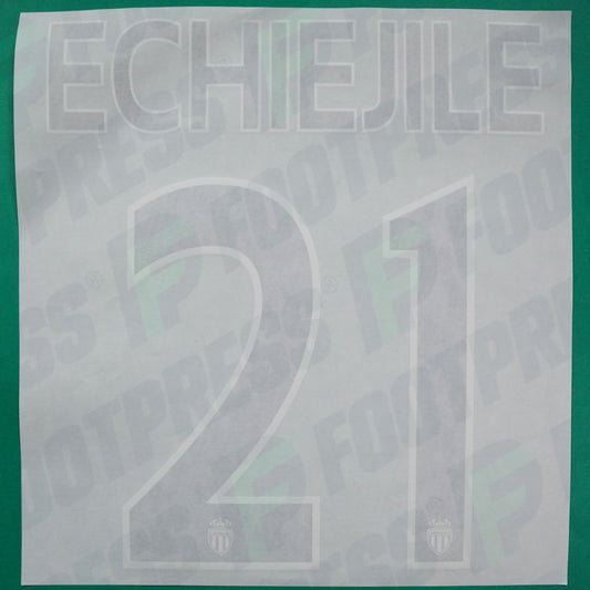 Flocage Officiel - AS Monaco, Echiejile, 2014/2015 /2015/2016, Home Europe Petit Logo, Noir/Blanc