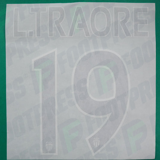 Flocage Officiel - AS Monaco, L.Traoré, 2014/2015 /2015/2016, Home Europe Petit Logo, Noir/Blanc