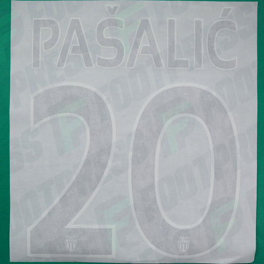 Flocage Officiel - AS Monaco, Pašalić, 2014/2015 /2015/2016, Home Europe Petit Logo, Noir/Blanc