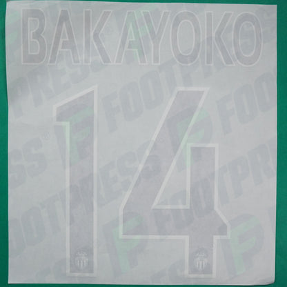 Flocage Officiel - AS Monaco, Bakayoko, 2014/2015 /2015/2016, Home Europe Petit Logo, Noir/Blanc
