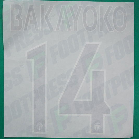 Flocage Officiel - AS Monaco, Bakayoko, 2014/2015 /2015/2016, Home Europe Petit Logo, Noir/Blanc