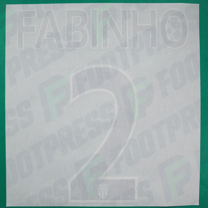Flocage Officiel - AS Monaco, Fabinho, 2014/2015 /2015/2016, Home Europe Gros Logo, Noir/Blanc