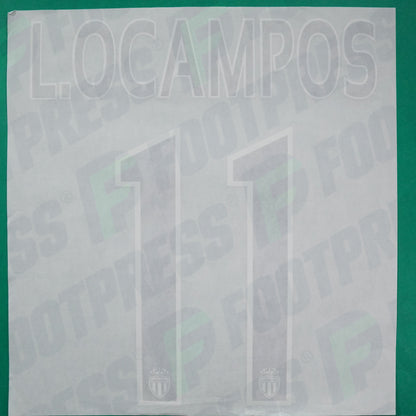 Flocage Officiel - AS Monaco, Ocampos, 2014/2015 /2015/2016, Home Europe Gros Logo, Noir/Blanc