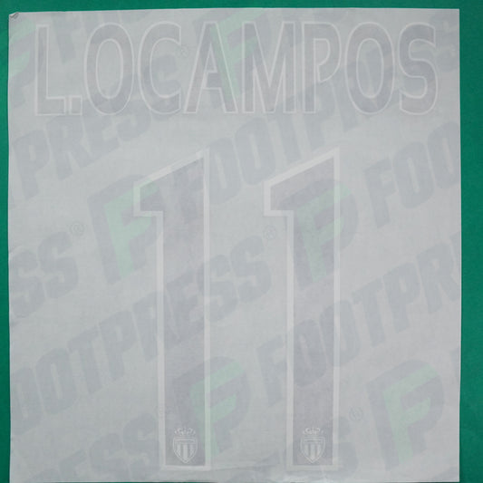 Flocage Officiel - AS Monaco, Ocampos, 2014/2015 /2015/2016, Home Europe Gros Logo, Noir/Blanc