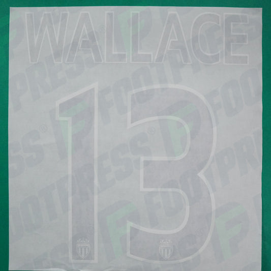 Flocage Officiel - AS Monaco, Wallace, 2014/2015 /2015/2016, Home Europe Gros Logo, Noir/Blanc