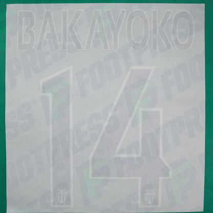 Flocage Officiel - AS Monaco, Bakayoko, 2014/2015 /2015/2016, Home Europe Gros Logo, Noir/Blanc
