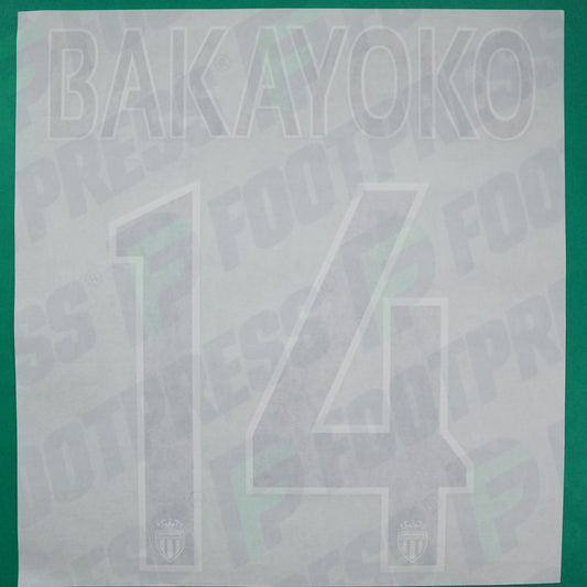 Flocage Officiel - AS Monaco, Bakayoko, 2014/2015 /2015/2016, Home Europe Gros Logo, Noir/Blanc