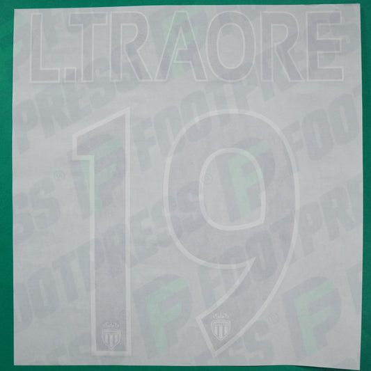 Flocage Officiel - AS Monaco, L.Traoré, 2014/2015 /2015/2016, Home Europe Gros Logo, Noir/Blanc