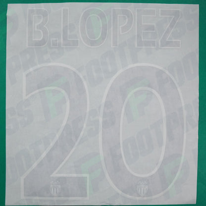 Flocage Officiel - AS Monaco, B.Lopez, 2014/2015 /2015/2016, Home Europe Gros Logo, Noir/Blanc