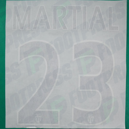 Flocage Officiel - AS Monaco, Martial, 2014/2015 /2015/2016, Home Europe Gros Logo, Noir/Blanc