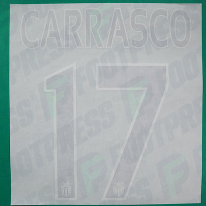 Flocage Officiel - AS Monaco, Carrasco, 2014/2015 /2015/2016, Home Europe Gros Logo, Noir/Blanc