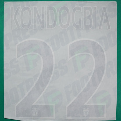 Flocage Officiel - AS Monaco, Kondogbia, 2014/2015 /2015/2016, Home Europe Gros Logo, Noir/Blanc