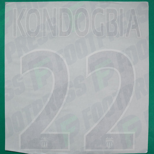 Flocage Officiel - AS Monaco, Kondogbia, 2014/2015 /2015/2016, Home Europe Gros Logo, Noir/Blanc