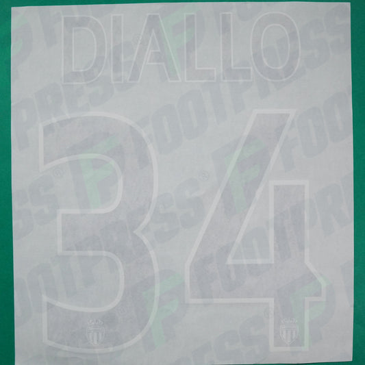 Flocage Officiel - AS Monaco, Abdou Diallo, 2014/2015 /2015/2016, Home Europe Gros Logo, Noir/Blanc