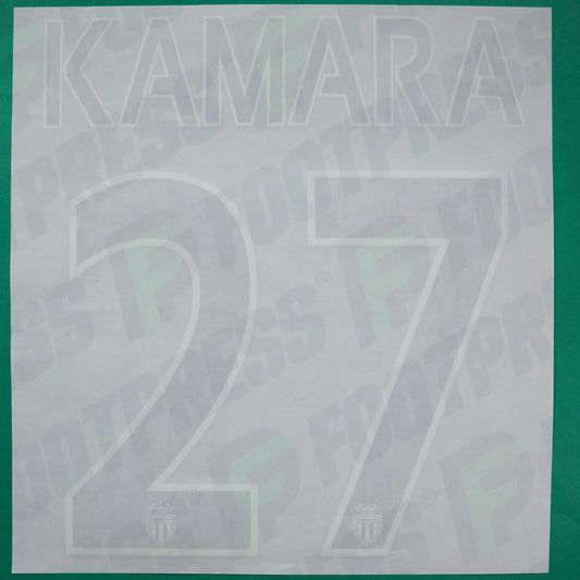 Flocage Officiel - AS Monaco, Kamara, 2014/2015 /2015/2016, Home Europe Gros Logo, Noir/Blanc