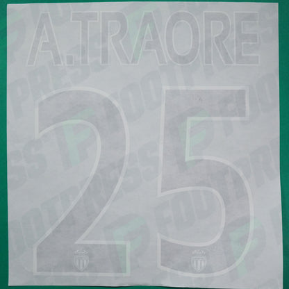 Flocage Officiel - AS Monaco, A.Traoré, 2014/2015 /2015/2016, Home Europe Gros Logo, Noir/Blanc