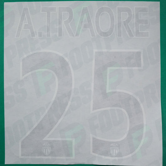 Flocage Officiel - AS Monaco, A.Traoré, 2014/2015 /2015/2016, Home Europe Gros Logo, Noir/Blanc