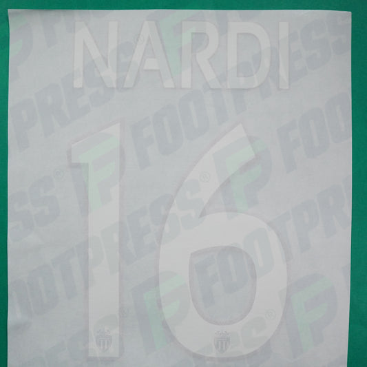 Flocage Officiel - AS Monaco, Nardi, 2016/2017, GK Europe, Blanc/Rouge