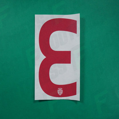 Flocage Officiel - AS Monaco, Chiffre Seul, 3, 2016/2017, Home Europe, Rouge