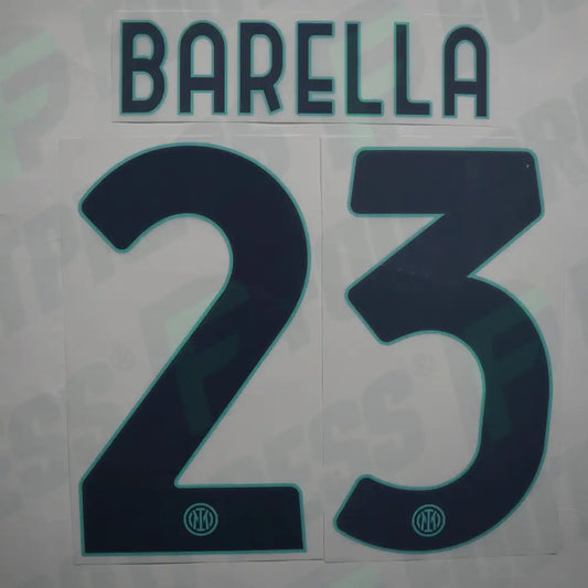 Official Nameset - Inter Milan, Barella, 2022/2023, Away, Sky Blue