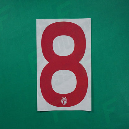Flocage Officiel - AS Monaco, Chiffre Seul, 8, 2016/2017, Home Europe, Rouge