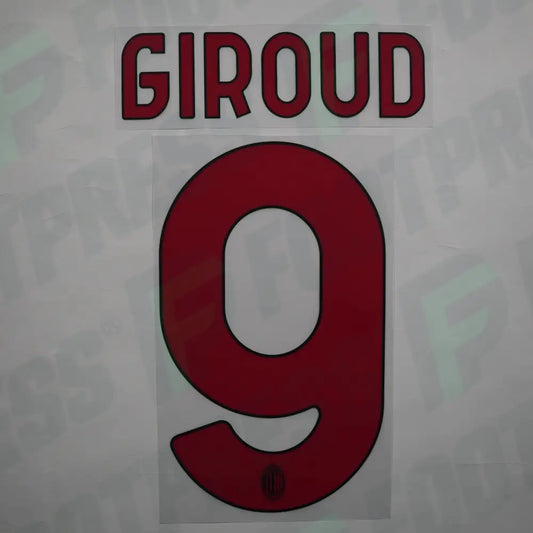 Flocage Officiel - AC Milan, Giroud, 2022/2023, Away, Rouge
