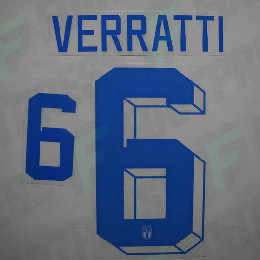 Official Nameset - Italy, Verratti, 2022, Away, Blue