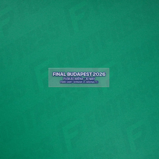 Flocage Officiel - Paris Saint-Germain, UCL Match Date, 2025/2026, Final Budapest 2026 Puskás Aréna - 30 May,  Paris Saint-Germain vs Arsenal FC, Blanc/Bleu foncé (MDT)