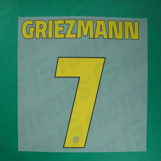 Flocage Officiel - Atletico Madrid, Griezmann, 2025/2026, Third LDC, Jaune/Noir