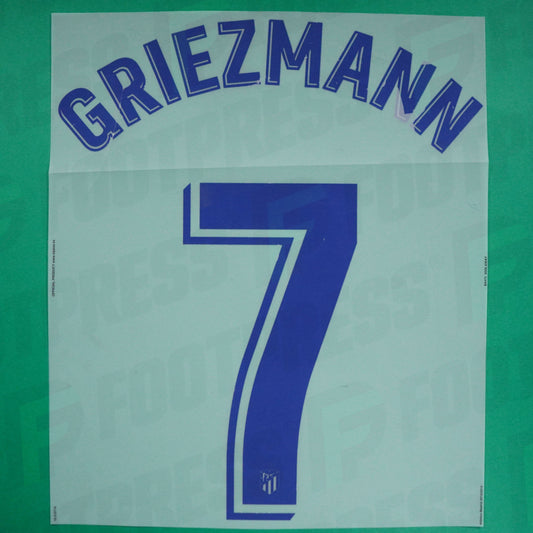 Official Nameset - Atletico Madrid, Griezmann, 2018/2019, Home, Blue