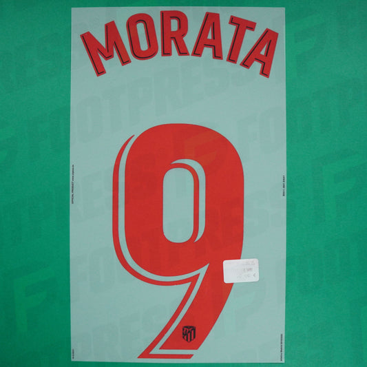 Official Nameset - Atletico Madrid, Morata, 2019/2020, Away, Red