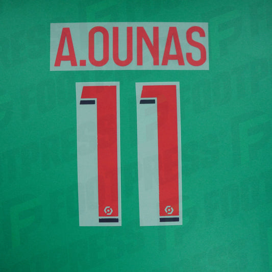 Official Nameset - Lille OSC, Ounas, 2022/2023, Away, Red (LOSC)