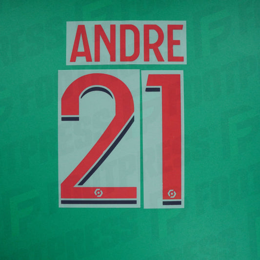 Official Nameset - Lille OSC, Andre, 2022/2023, Away, Red (LOSC)