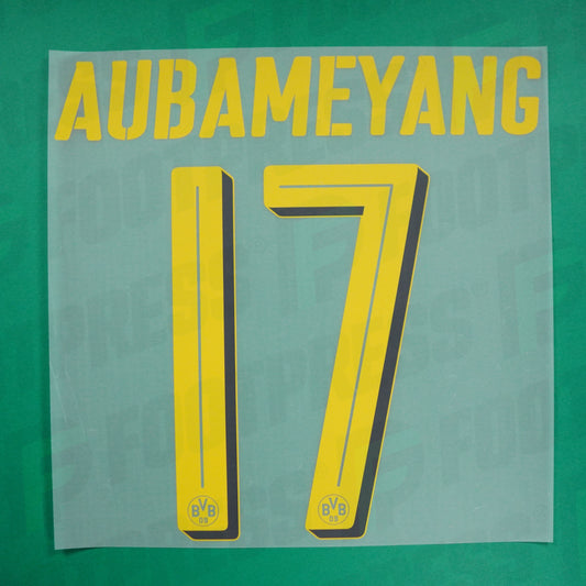 Official Nameset - Borussia Dortmund, Aubameyang, 2016/2017, Away, Yellow