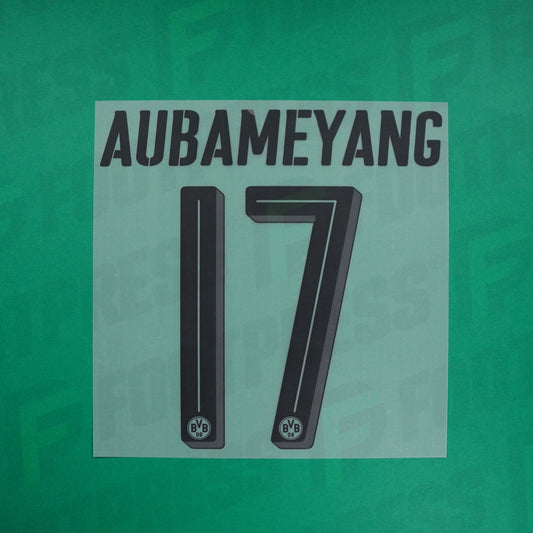 Official Nameset - Borussia Dortmund CHILD, Aubameyang, 2016/2017, Home JUNIOR, Black