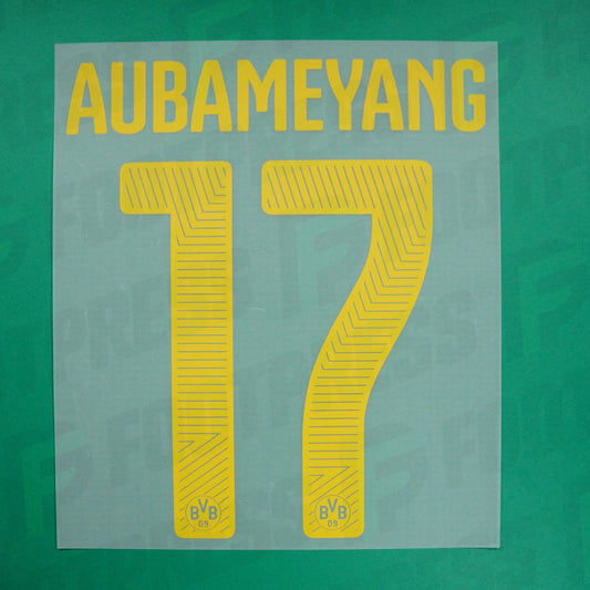 Official Nameset - Borussia Dortmund, Aubameyang, 2014/2015, Away, Yellow,