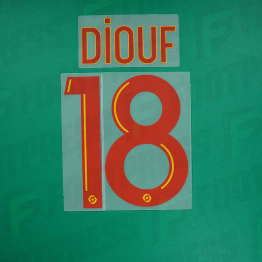 Flocage Officiel - RC Lens, Diouf, 2023/2024, Home, Rouge / Jaune