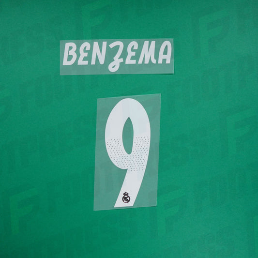 Official Nameset - Real Madrid CHILD, Benzema, 2018/2019, Away JUNIOR, White