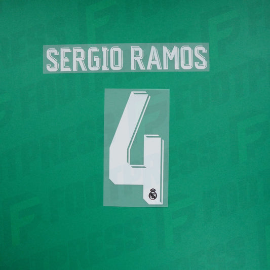 Official Nameset - Real Madrid CHILD, Ramos, 2017/2018, Away JUNIOR, White