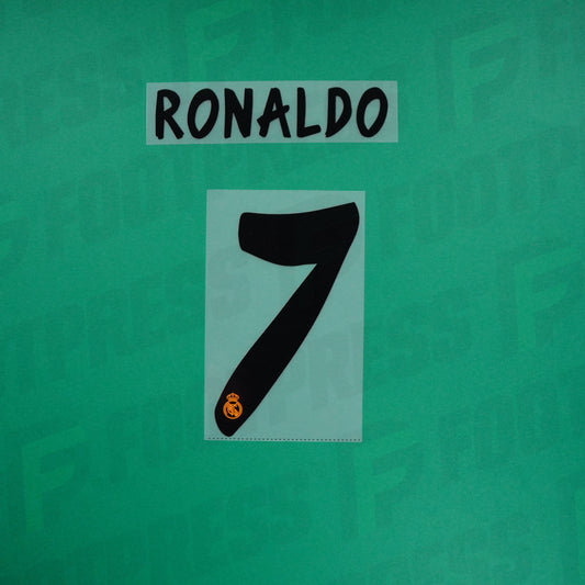 Flocado Oficial - Real Madrid INFANTIL, Ronaldo, 2013/2014, Local/Tercera JUNIOR, Negro