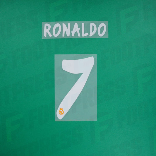 Flocage Officiel - Réal Madrid ENFANT, Ronaldo, 2013/2014, Away JUNIOR, Blanc