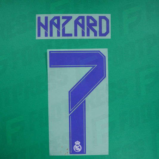 Official Nameset - Real Madrid, Hazard, 2021/2022, Home UCL, Blue