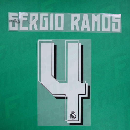 Flocado Oficial - Real Madrid, Sergio Ramos, 2015/2016, Segunda/Tercera, Blanco