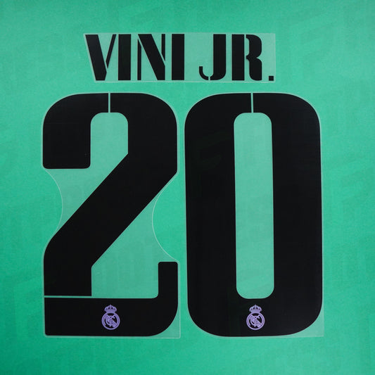 Official Nameset  - Real Madrid, Vinicius, 2022/2023, Home/Third, Black/Purple
