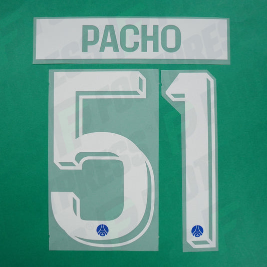 Flocage Officiel - Paris Saint-Germain, Pacho, 2026/2027, Home LDC, Blanc/Bleu