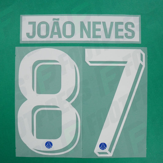 Flocage Officiel - Paris Saint-Germain, Joao Neves, 2026/2027, Home LDC, Blanc/Bleu