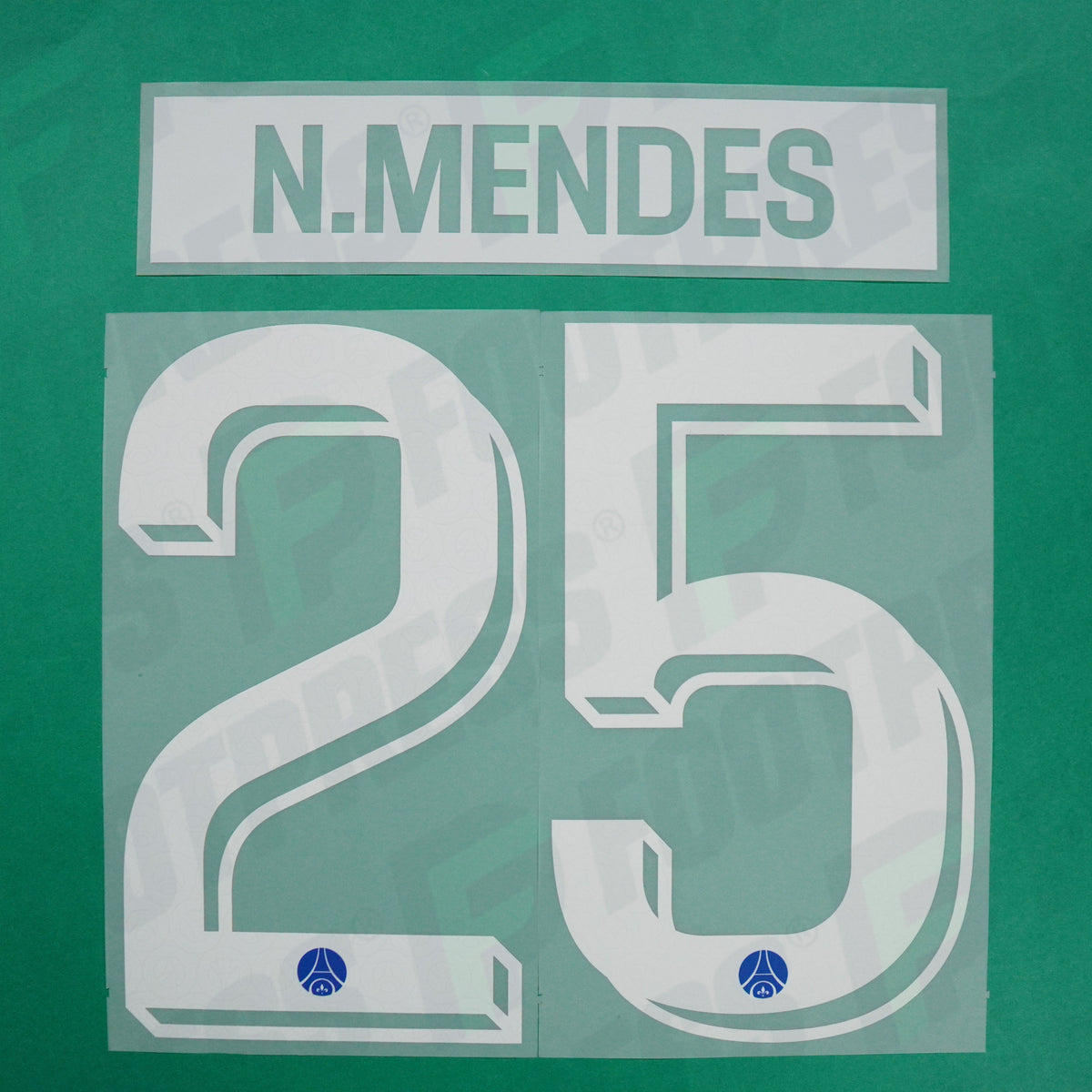 Flocage Officiel - Paris Saint-Germain, Nuno Mendes, 2026/2027, Home LDC, Blanc/Bleu